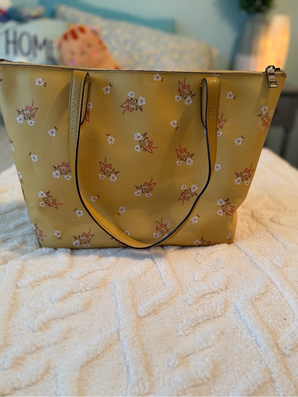 Coach Yellow Floral Zip-Top Tote - Picture 2 of 6